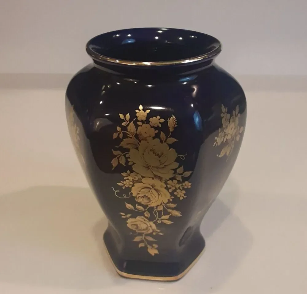 Bavaria Cobalt Hundur Biel 23K Gold Accent Vase 7